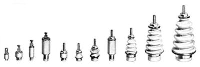 A selection of small ceramic insulators that can withstand voltages of up to a few thousand volts.